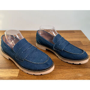 Blondo Penny Slip-On Loafer Denim Waterproof Women's 7.5 Blue Raw Seam